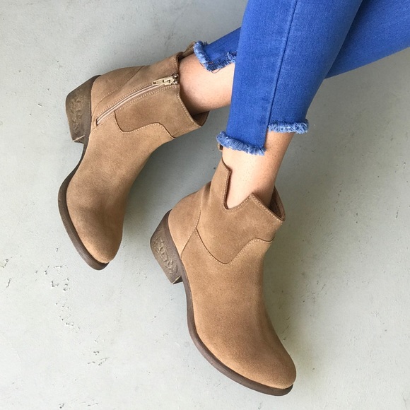 Free People Shoes - Notched Smooth Suede Distressed Heel Boots